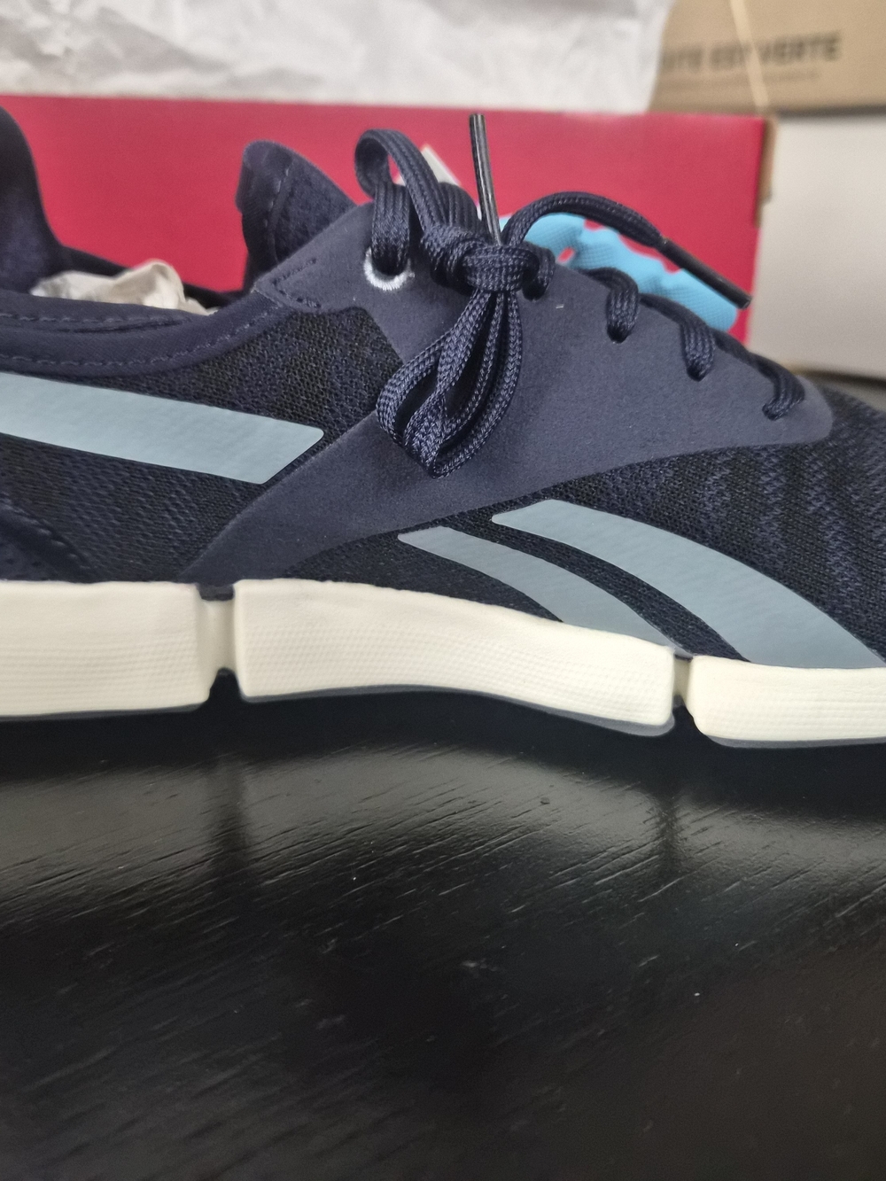 Reebok Navy Blue Athletic Sneakers with Light Blue Accents